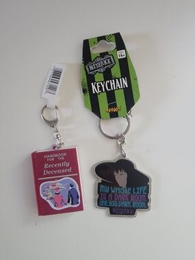 Green & Black Keychain with Red Book Charm